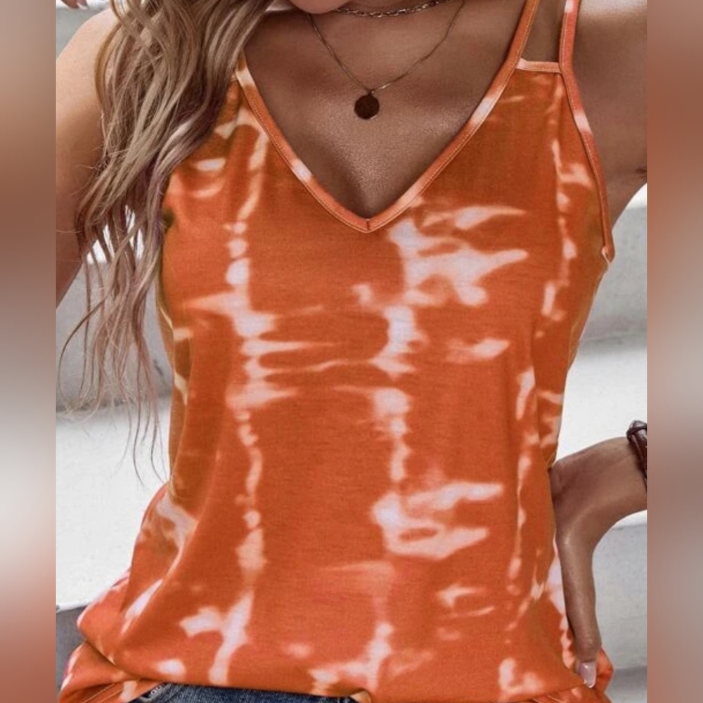 Shein Orange tie dye shell tank top